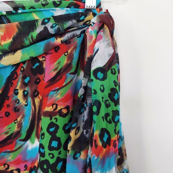 Linea Domani Colorful Handkerchief Skirt Size 14 Tie Front Animal Print Floral - Picture 10 of 11